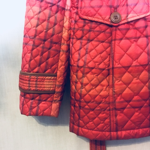 HP❄️ Lands End Red Plaid Quilted Primaloft Parka S - Picture 7 of 8